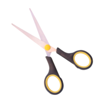 Top view of small multipurpose scissors with black handle isolated with clipping path in png file format