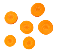 topo Visão conjunto do lindo fresco laranja cenoura raízes dentro fatias forma isolado com recorte caminho dentro png Arquivo formato