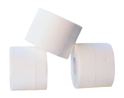 Front view of tissue paper rolls in stack isolated with clipping path in png file format