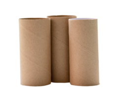 Front view of brown tissue paper cores in stack isolated with clipping path in png file format