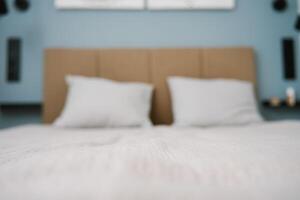 Front view of bed with two pillows photo