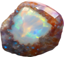 AI generated Opal stone, colorful gemstone clipart. png