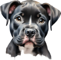 AI generated watercolor painting of a cute Pitbull. png