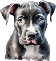 ai gegenereerd waterverf schilderij van een schattig pitbull. png