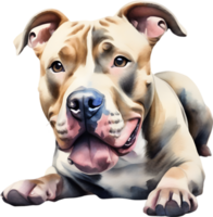 AI generated watercolor painting of a cute Pitbull. png