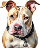 AI generated watercolor painting of a cute Pitbull. png