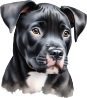 AI generated watercolor painting of a cute Pitbull. png