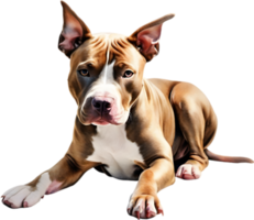 AI generated watercolor painting of a cute Pitbull. png