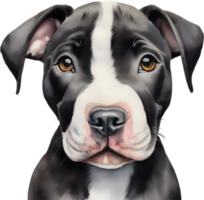 AI generated watercolor painting of a cute Pitbull. png