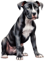 AI generated watercolor painting of a cute Pitbull. png