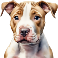 AI generated watercolor painting of a cute Pitbull. png