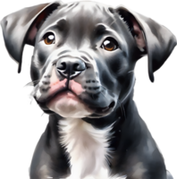 AI generated watercolor painting of a cute Pitbull. png