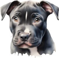 AI generated watercolor painting of a cute Pitbull. png