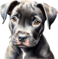 AI generated watercolor painting of a cute Pitbull. png