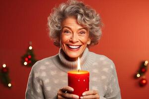 AI generated Joyful Senior Lady in Christmas Jumper photo
