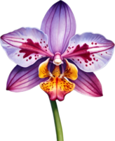 ai generiert Aquarell Gemälde von Leopard Orchidee Blume. png