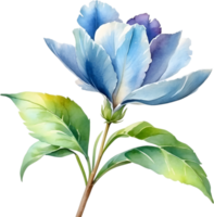 AI generated Watercolor flower with leaves painting. png