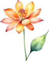 AI generated Watercolor flower with leaves painting. png