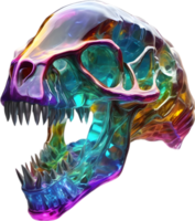 AI generated Colorful crystal skull, Close-up image of a colorful crystal skull. png