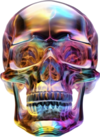 AI generated Colorful crystal skull, Close-up image of a colorful crystal skull. png