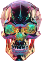 AI generated Colorful crystal skull, Close-up image of a colorful crystal skull. png