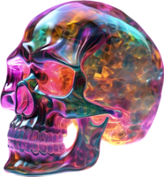 ai gegenereerd kleurrijk kristal schedel, detailopname beeld van een kleurrijk kristal schedel. png