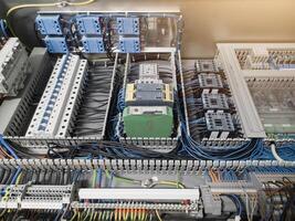 Electrical Components on the panel board control system. photo