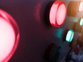 Close up the indicator lights on the panel control for industrial background. photo