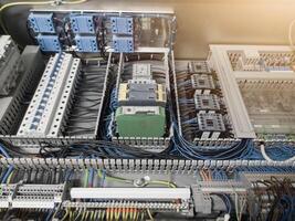 Electrical Components on the panel board control system. photo