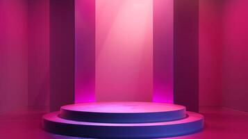 AI generated Abstract Pastel Podium 3D Gradient Studio Room with Cosmetic Beauty Products and Window Shadows photo