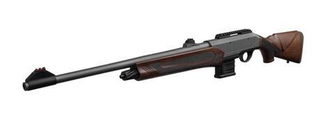 Semi-automatic rifled carbine. Hunting rifle with a wooden butt. Isolate on a white back photo