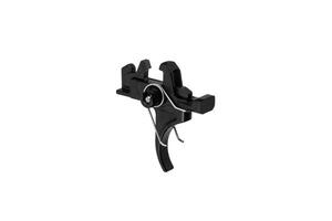 Shock trigger for gun isolate on white back. Gun trigger. Repair spare part. photo