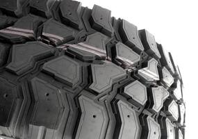 New off read tire tread design and deep sipes close up stock photo