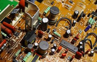 Electronic Components On A Circuit Board Top View Stock Image photo