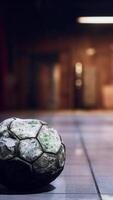 old soccer ball in empty subway video