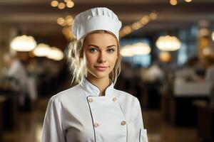 AI generated Female Chef in the Restaurant photo