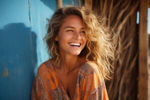 AI generated Beautiful Happy Woman in Summer photo