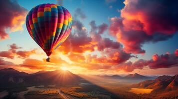 AI generated Hot Air Balloon in a Colorful Sky photo