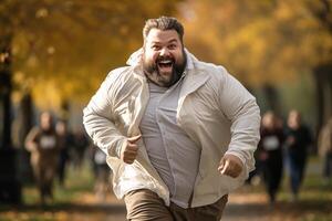 AI generated Plus size man running photo