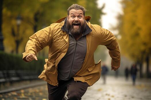 AI generated Plus size man running photo