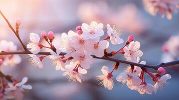 AI generated Close-up of a delicate flowering tree photo