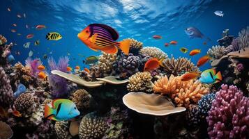 AI generated Breathtaking shot of the underwater world and tropical fish photo