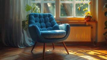 AI generated Blue Chair by Window photo