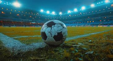 ai generado fútbol pelota en campo foto