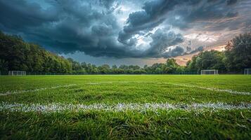 ai generado verde campo con blanco línea foto