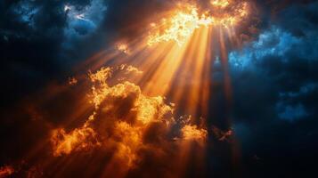 AI generated Sun Shining Through Clouds in Sky photo