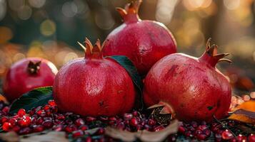 AI generated Group of Pomegranates in the Dirt photo