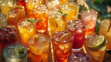 AI generated Assorted Glasses Filled With Different Drinks photo