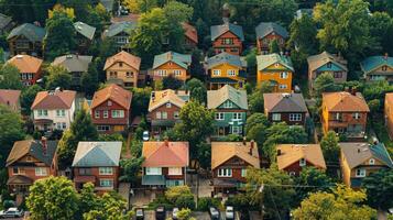 AI generated Residential Area With Trees in Background photo