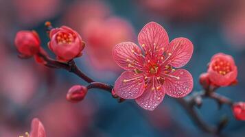 AI generated Close Up of a Flower on a Tree Branch photo